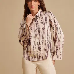 Kazo Beige Printed Shirt image 1