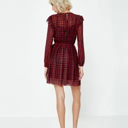 Cover Story Red & Black Check Skater Dress image 2