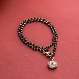 Estele Gold-Plated Drop-Shaped Mangalsutra Bracelet with Crystal for Women image 2