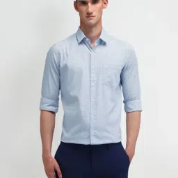 Arrow Blue Cotton Slim Fit Texture Shirt-picture-27