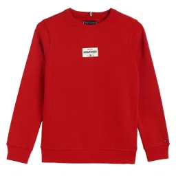 TOMMY HILFIGER Medium Red Solid Regular Pullover image 1