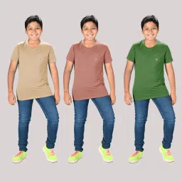 Lux Nitro Boys Green Solid T-Shirt (Pack Of 3) image 1