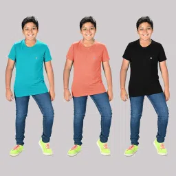 Lux Nitro Boys Black Solid T-Shirt (Pack Of 3) image 1