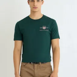 GANT Green Regular Fit Embroidered T-Shirt image 1