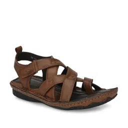 Hitz Men's Tan Cross Strap Sandals image 1
