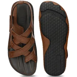 Hitz Men's Tan Cross Strap Sandals image 3