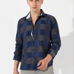 Campus Sutra Blue Regular Fit Checks Shirt-image-6
