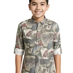 Charchit Boys Green Cotton Printed Regular Fit Shirt-image-27