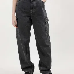 CALVIN KLEIN Grey Cotton High Rise Jeans image 1