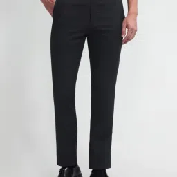 Arrow Black Slim Fit Texture Trousers image 1