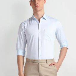 Arrow Blue Cotton Slim Fit Texture Shirt-picture-33
