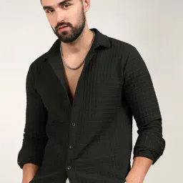 Campus Sutra Black Regular Fit Texture Shirt-picture-18