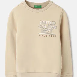 United Colors of Benetton Kids Beige Cotton Printed Sweatshirts image 1