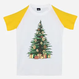 RISH Unisex White & Mustard Printed T-Shirt image 1