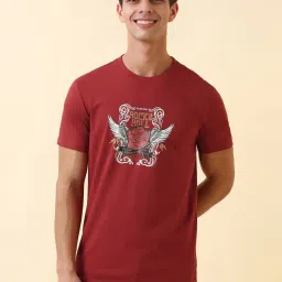 Allen Solly Red Cotton Regular Fit Graphic T-Shirt image 1