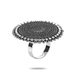 YouBella Silver Plated Oxidized Afghani Adjustable Rings Combo of 3 image 5