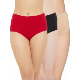 Clovia Cotton Spandex High Waist Outer Elastic Hipster Panty (Pack of 3)-image-62