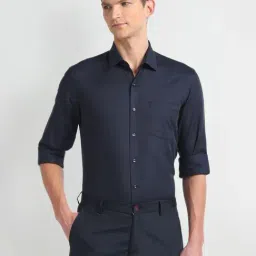 Arrow Blue Cotton Slim Fit Striped Shirt-picture-24