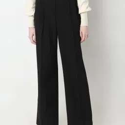 Vero Moda Black Straight Fit Mid Rise Pleated Pants-picture-16