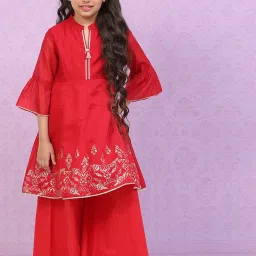 Biba Girls Red Printed Kurta Set image 1