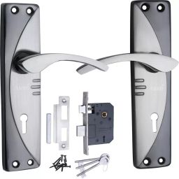 Atom Iron Silver and Black Door Handle Lock Set, WIH1003BSLegend-2-picture-18