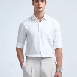Arrow White Cotton Slim Fit Self Pattern Shirt image 1