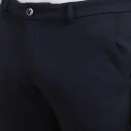 Allen Solly Navy Polyester Slim Fit Solid Trousers image 4