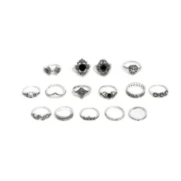 YouBella Silver Plated Oxidized Boho Silver Plated Rings Combo of 15 image 2