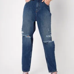 Vero Moda Dark Blue Distressed Jeans image 1