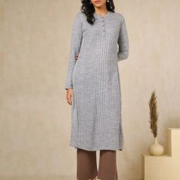 Soch Grey Acrylic Regular Fit Woven Design Kurta-picture-19