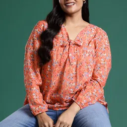 DressBerry Curve Plus Size Floral Print Empire Top image 1