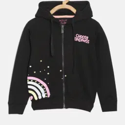 Dixcy Slimz Kids Black Printed Full Sleeves Hoodie-image-59