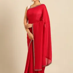 Mohey Red Embellished Saree With Blouse-picture-47