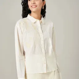 Honey by Pantaloons White Cotton Embroidered Top-image-4