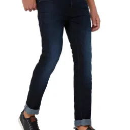 Mufti Blue Super Slim Fit Lightly Washed Jeans image 3
