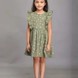 Biglilpeople Girls Olive Floral Dresses-image-50