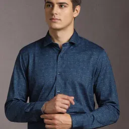 Louis Philippe Navy Cotton Slim Fit Printed Shirt-picture-33