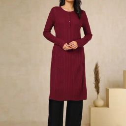 Soch Purple Acrylic Regular Fit Woven Design Kurta-picture-17