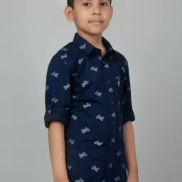 Cantabil Boys Navy Cotton Printed Shirt image 3