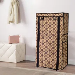 Urban Choice Beige & Brown Floral Printed 6 Layer Water Resistant Shoe Rack Cover-image-98