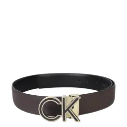 CALVIN KLEIN Brown Smooth Textured Leather Reversible Belt image 2