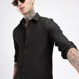 glitchez Classic Vibe Self Checked Shirt-picture-10