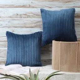 MFD HOME Furnishing Blue Velvet Cushion Cover - Set of 2-image-10