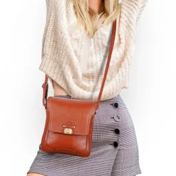 HiLEDER Tan Solid Medium Cross Body Bag image 2