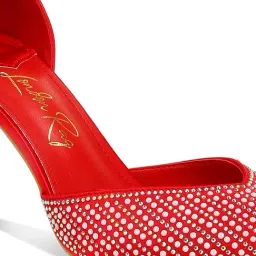 London Rag Women's Red Ankle Strap Stilettos image 4