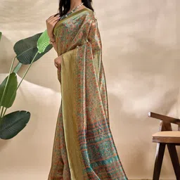 Jhumki creation Floral Silk Blend Handloom Saree image 3