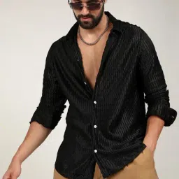 Campus Sutra Black Regular Fit Texture Shirt-picture-15