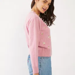 Zink London Pink Embroidered Sweater image 3