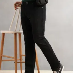 Thomas Scott Straight Black Cotton 5 Pockets Faded Stretchable Mid Rise Jeans image 5