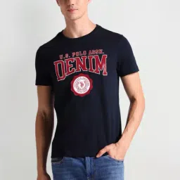 U.S. Polo Assn. Blue Cotton Slim Fit Printed T-Shirt-picture-32